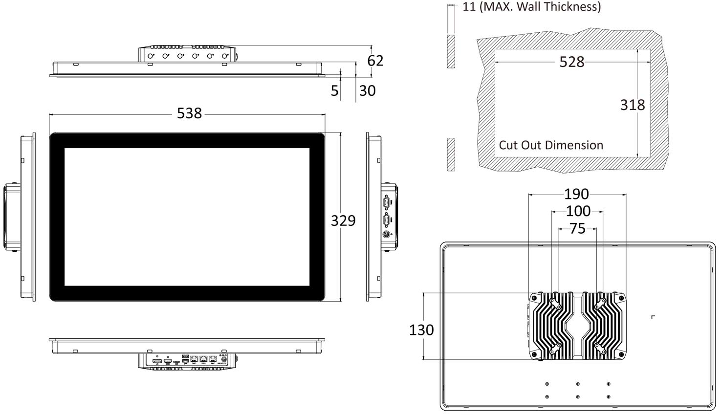 Anewtech-Systems-Industrial-Panel-PC-Touch-computer-P-AIO-W221-ASL-3L-Premio-dimension